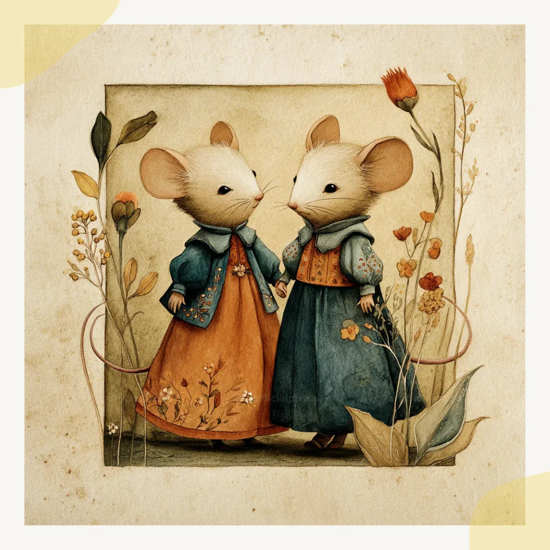 Vintage Folk Watercolour Animals AI Art Prompt for Midjourney AI Image Generator - CITTRA Collective