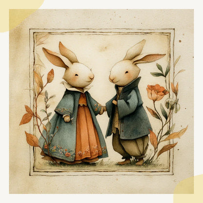 Vintage Folk Watercolour Animals AI Art Prompt for Midjourney AI Image Generator - CITTRA Collective