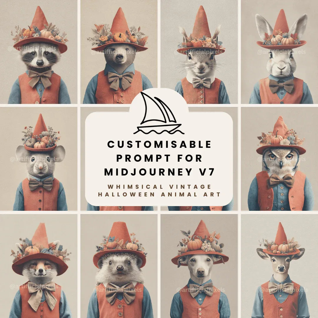 Halloween Vintage Animal Portrait Midjourney Prompt - CITTRA Collective