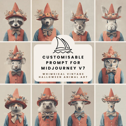 Halloween Vintage Animal Portrait Midjourney Prompt - CITTRA Collective