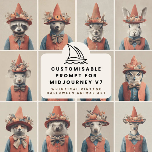 Halloween Vintage Animal Portrait Midjourney Prompt - CITTRA Collective